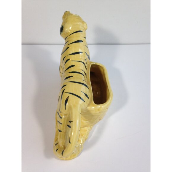 Vintage Mid Century Yellow Tiger Ceramic TV Planter - in great shape! - Picture 4 of 8
